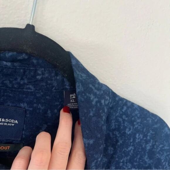 Scotch & Soda Indigo Blue Patterned Button Down Shirt - Picture 4 of 7